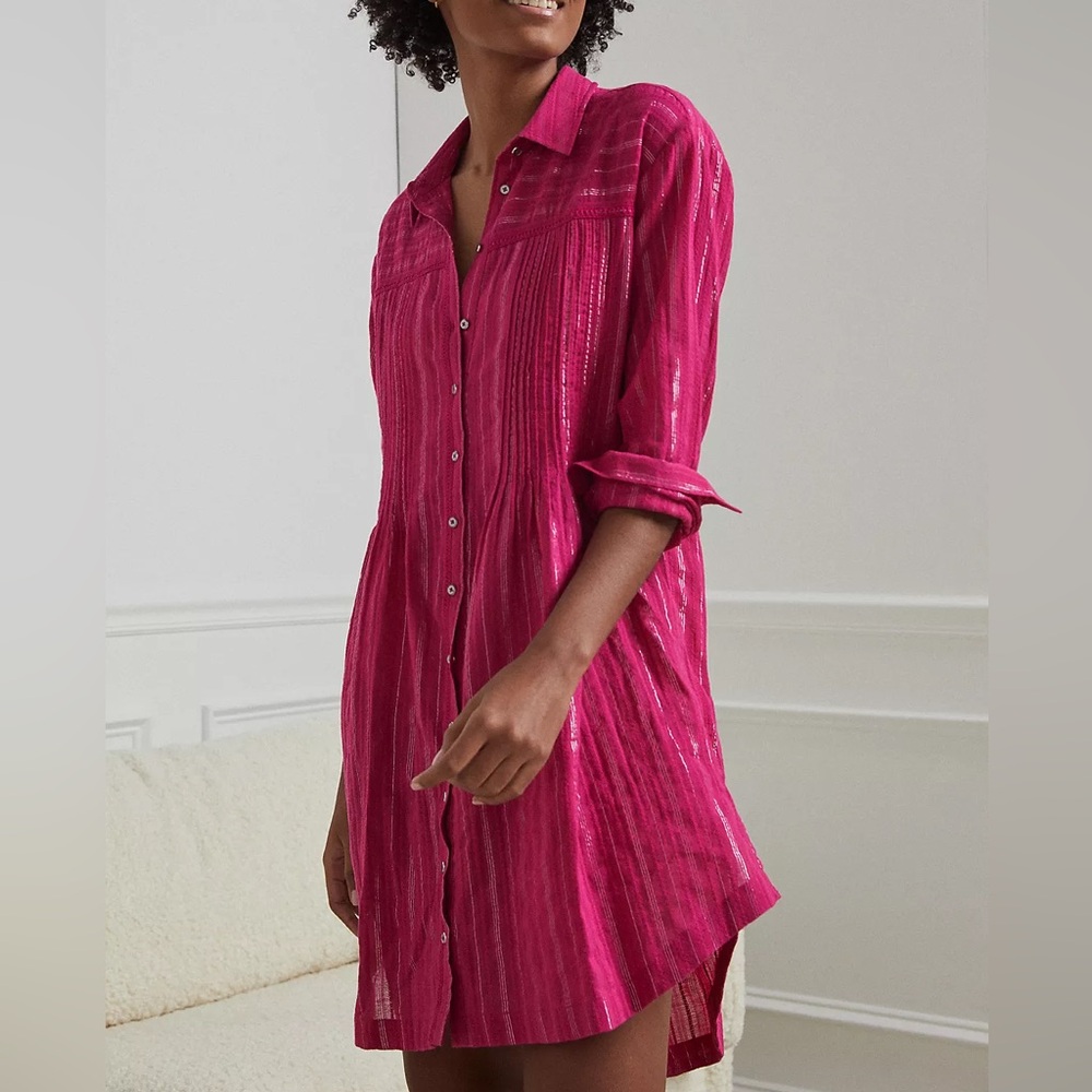 Anthropologie Weekender Shirtdress Buttondown Women’s Medium Magenta Pink